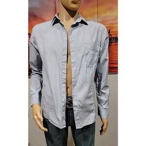 Sandro Shirt Mens Size M Blue Classic Fit Line Paris Button Up Long Sleeve #R1